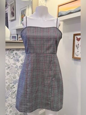 Forever 21 Plaid Mini Dress in Grey and Red Trim